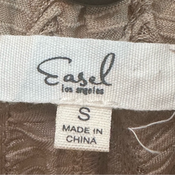 NWOT Easel Brown Textured Fabric Wide Leg Pants - Picture 3 of 8